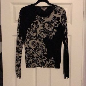 Camellia abstract black and cream sweater- size M